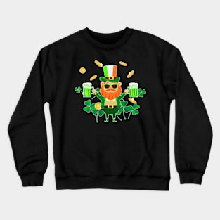 Leprechaun Drinking Beer St. Patrick's Day Crewneck Sweatshirt